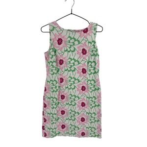 Talbots White Pink Floral Embroidered Sheath Dress Size 8P Garden Summer Preppy